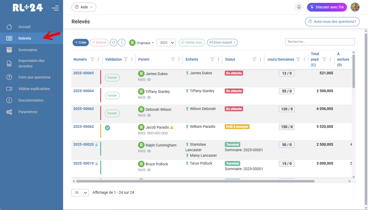 Relev 24 EN LIGNE Cration des relevs 24 originaux