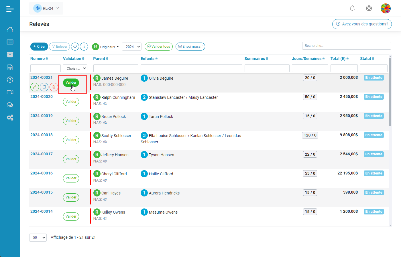 Releve 24 EN LIGNE Creation des releves 24 originaux