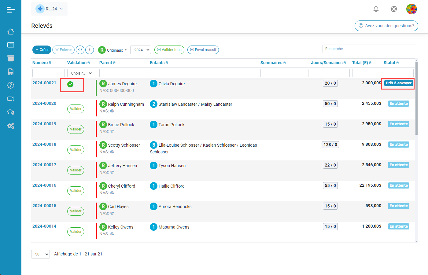 Releve 24 EN LIGNE Creation des releves 24 originaux