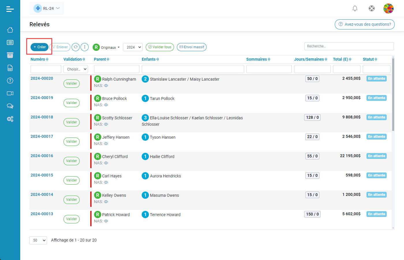 Releve 24 EN LIGNE Creation des releves 24 originaux