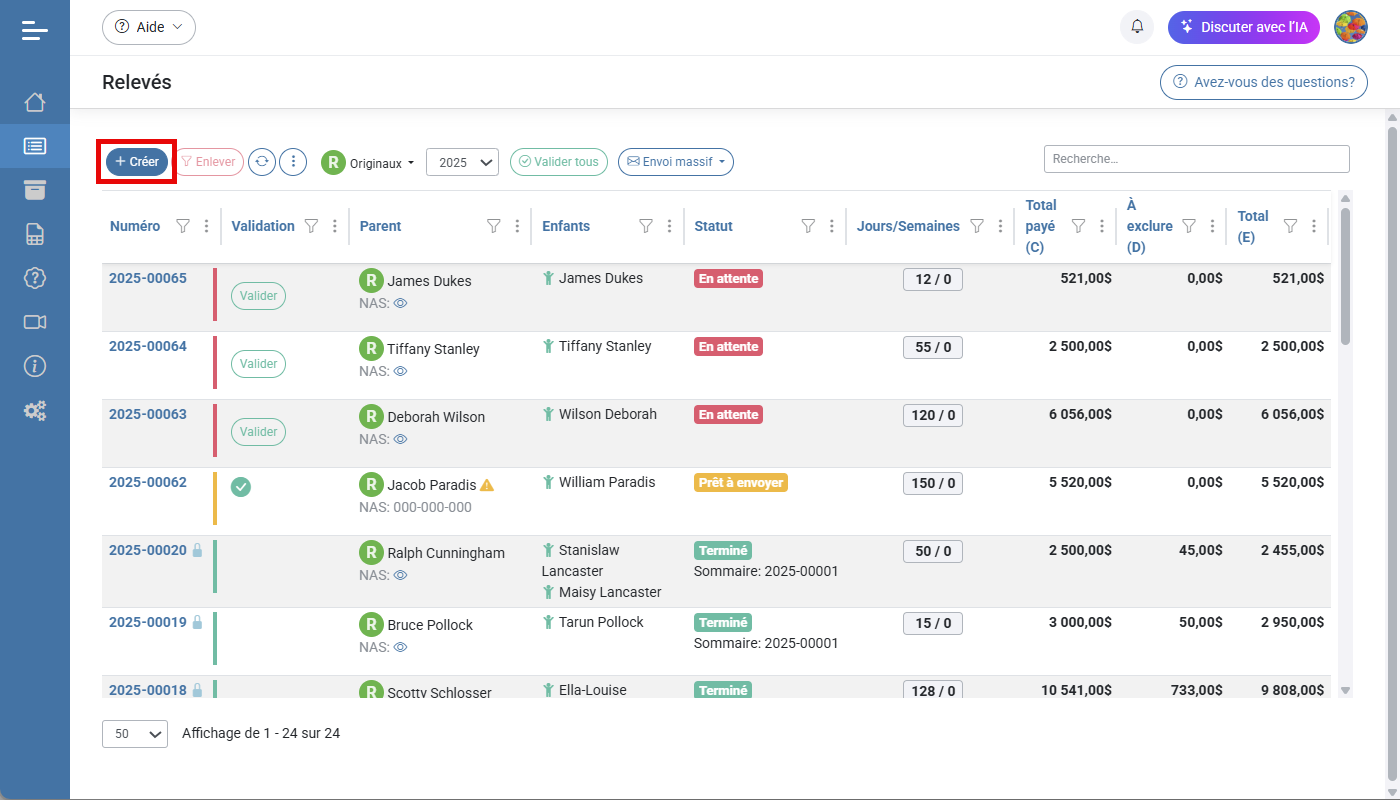 Releve 24 EN LIGNE Creation des releves 24 originaux