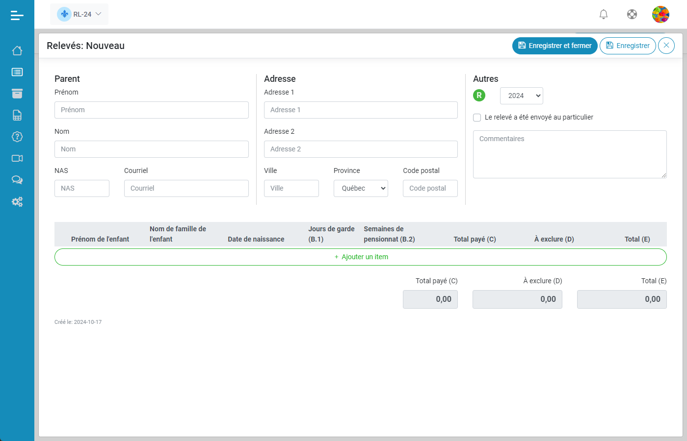 Releve 24 EN LIGNE Creation des releves 24 originaux