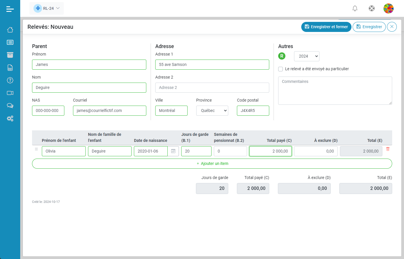 Releve 24 EN LIGNE Creation des releves 24 originaux