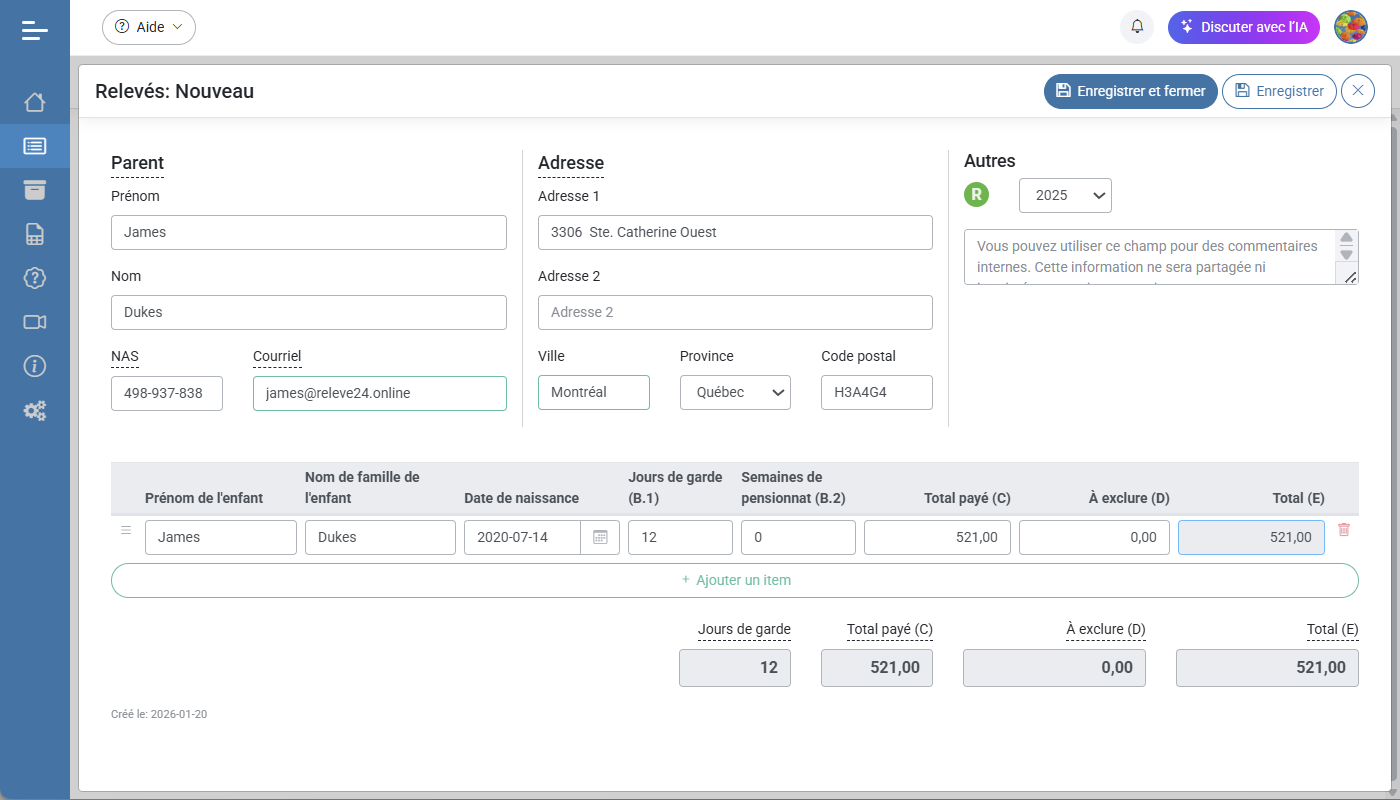 Releve 24 EN LIGNE Creation des releves 24 originaux