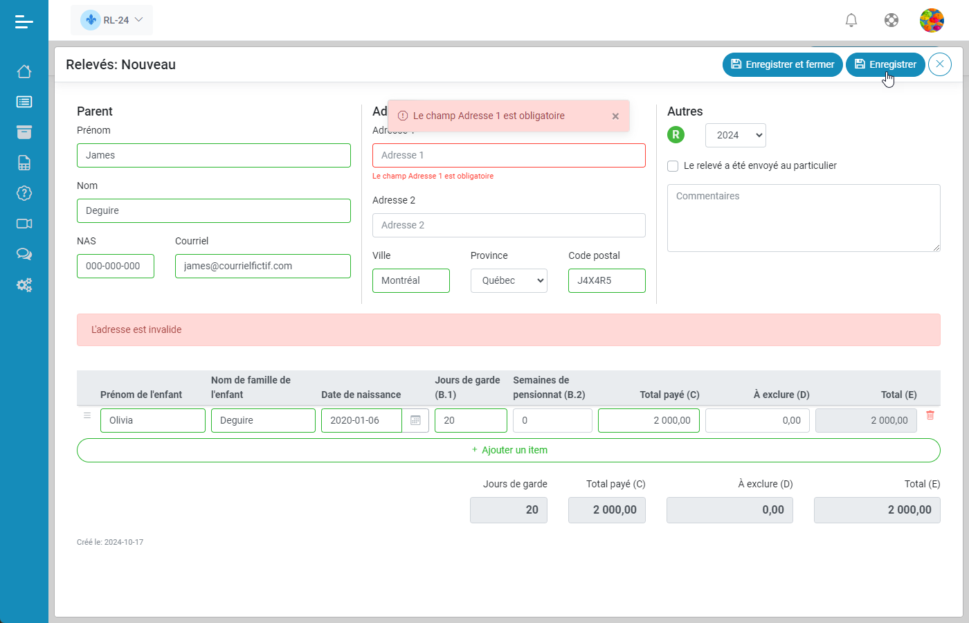 Releve 24 EN LIGNE Creation des releves 24 originaux