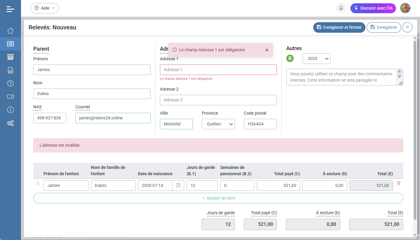 Releve 24 EN LIGNE Creation des releves 24 originaux