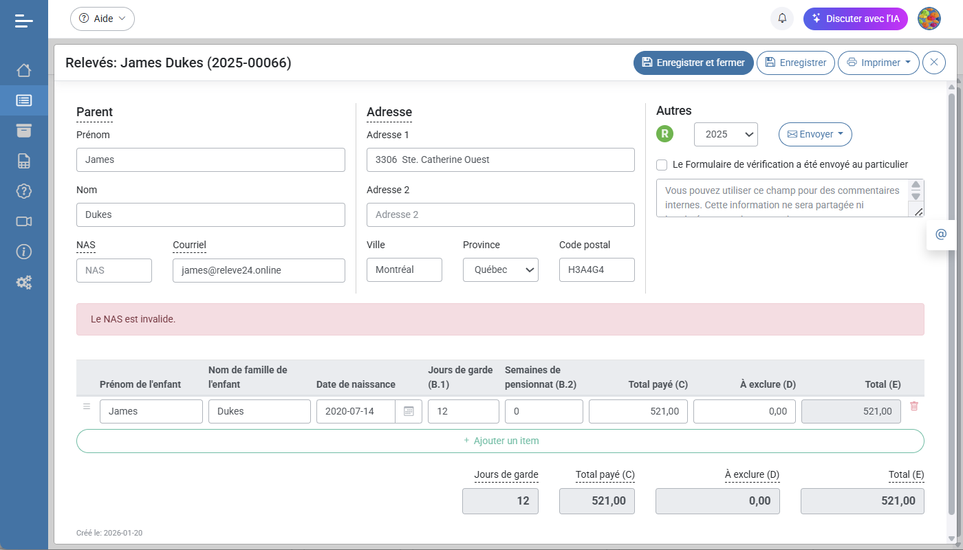 Releve 24 EN LIGNE Creation des releves 24 originaux