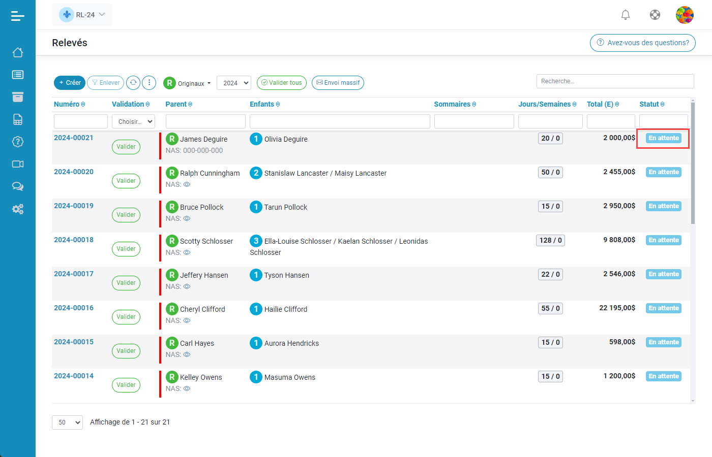 Releve 24 EN LIGNE Creation des releves 24 originaux