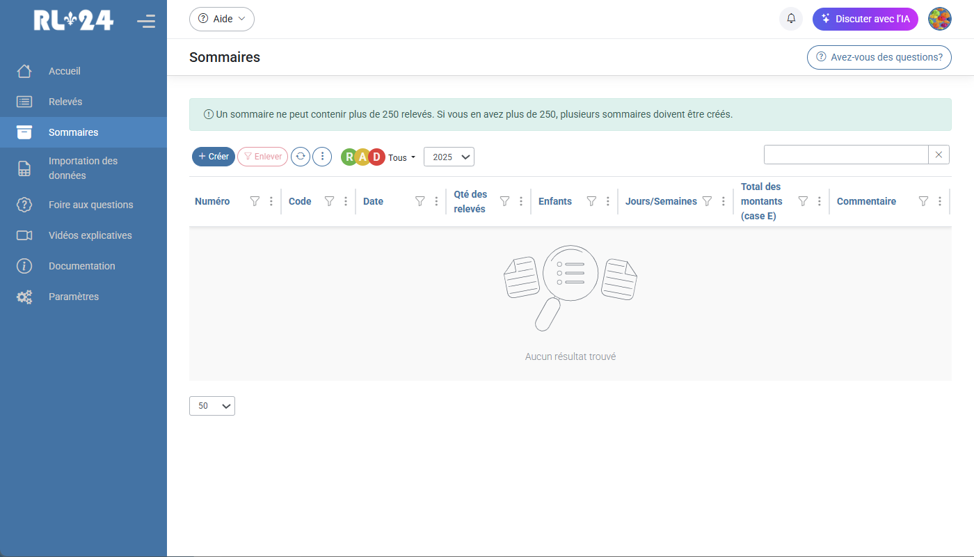 Relev 24 EN LIGNE Cration des sommaires