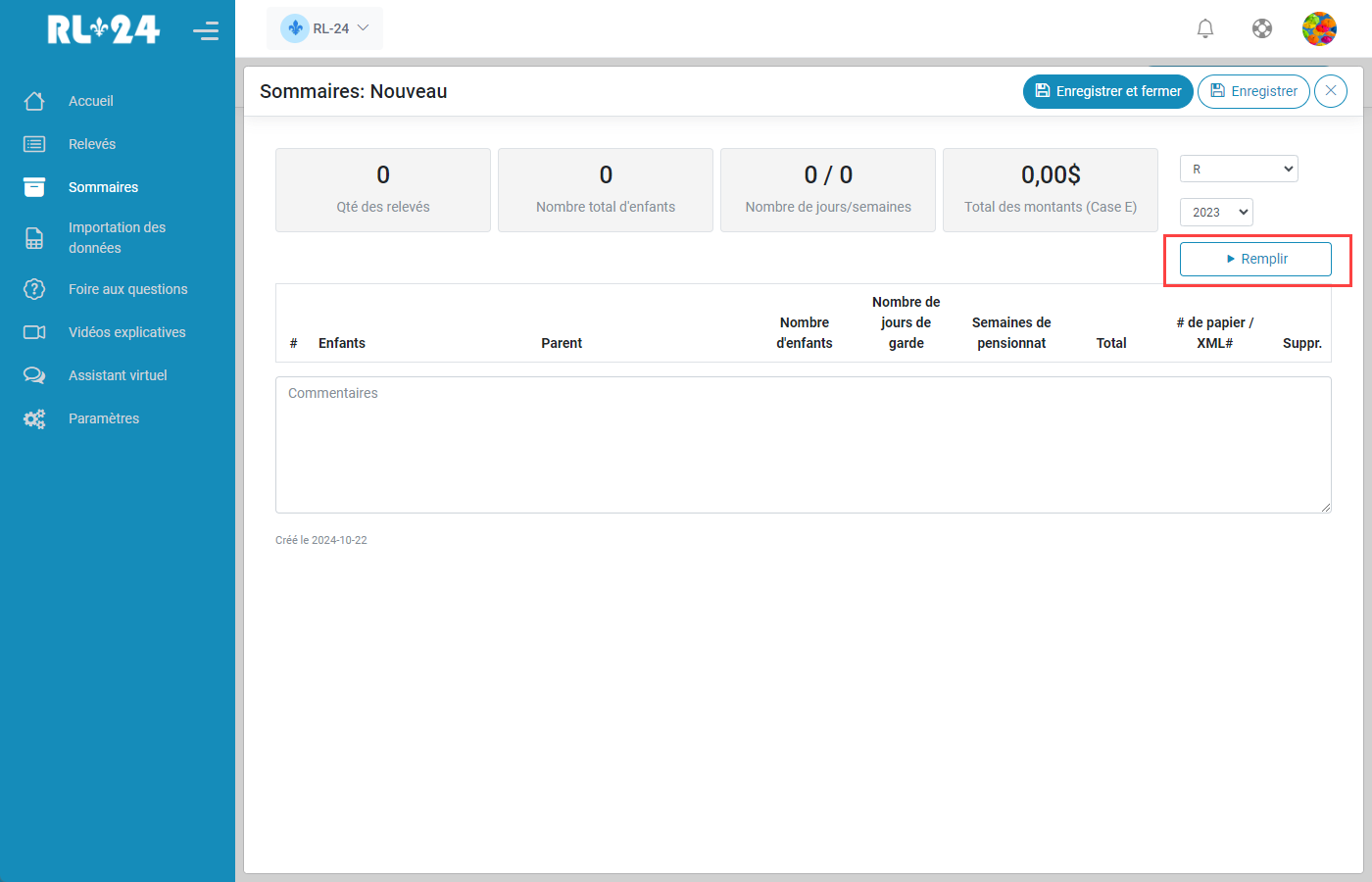 Relev 24 EN LIGNE Cration des sommaires