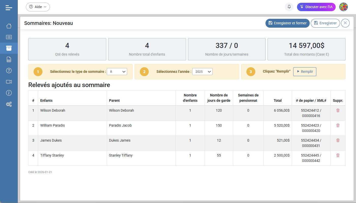 Releve 24 EN LIGNE Creation des sommaires