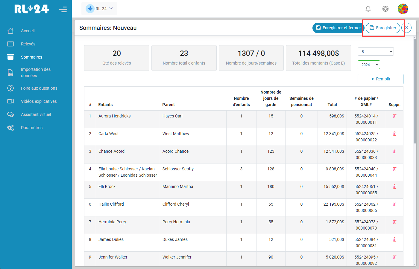 Relev 24 EN LIGNE Cration des sommaires