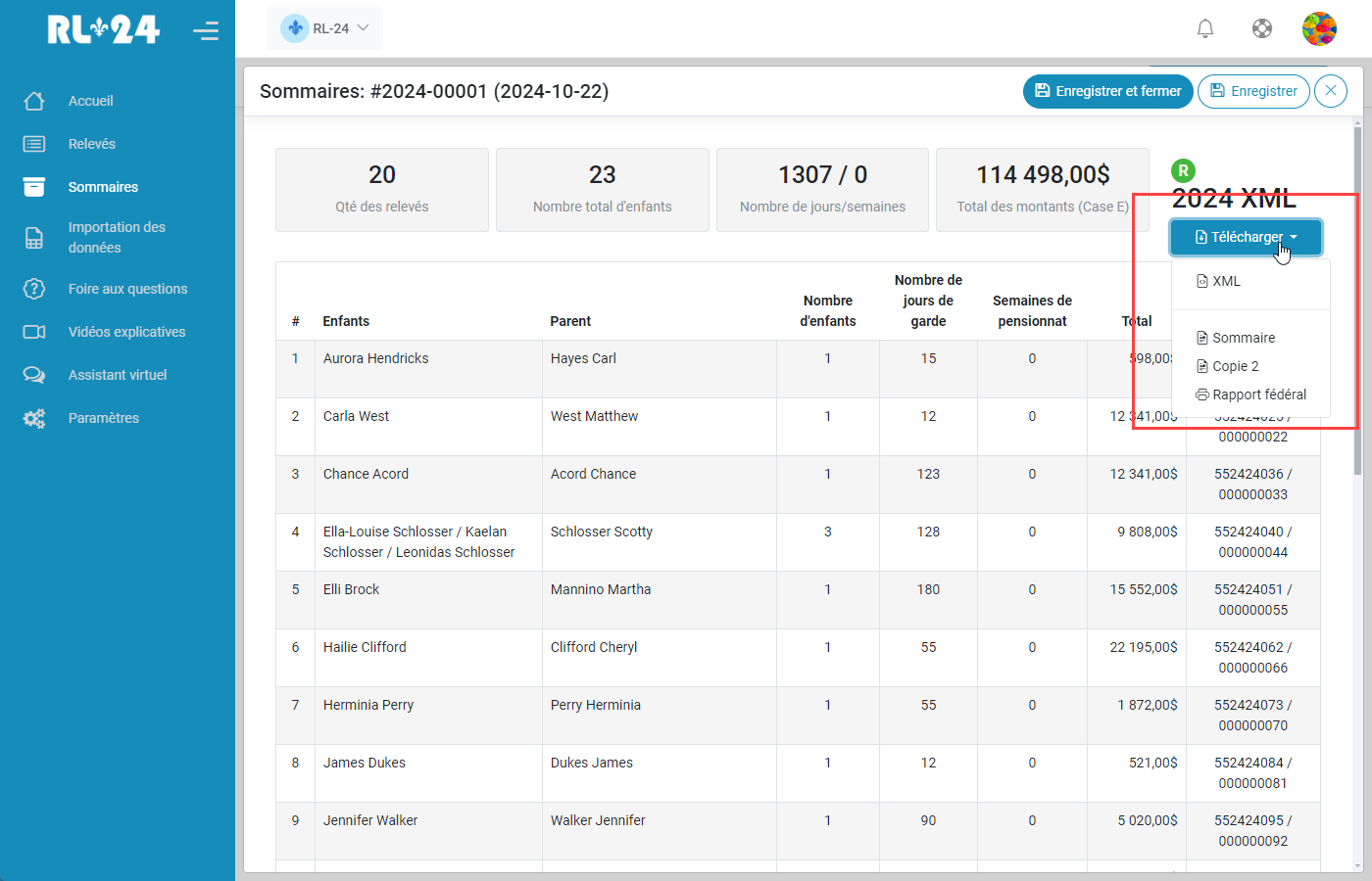 Relev 24 EN LIGNE Cration des sommaires