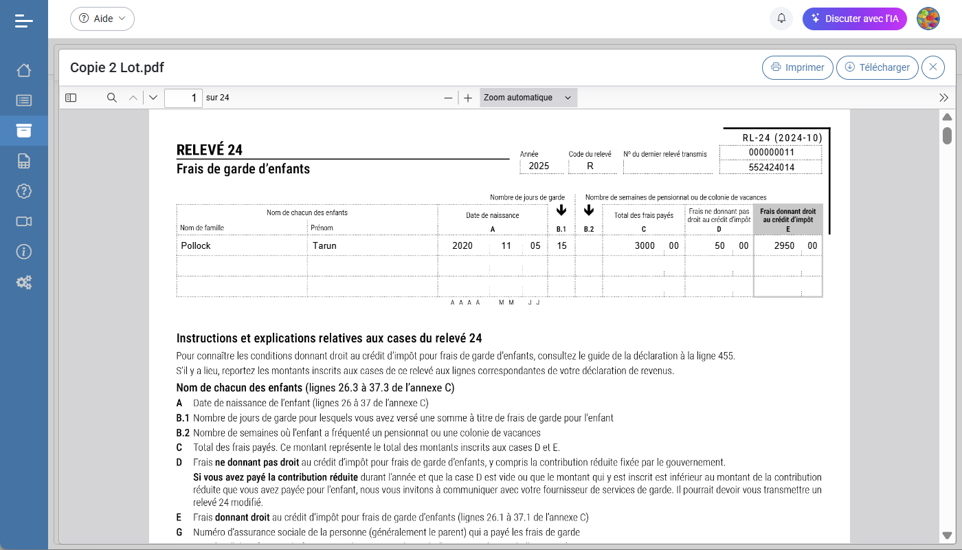 Relev 24 EN LIGNE Cration des sommaires