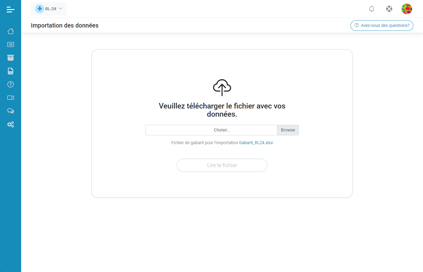 Relev 24 EN LIGNE Importation de donnes