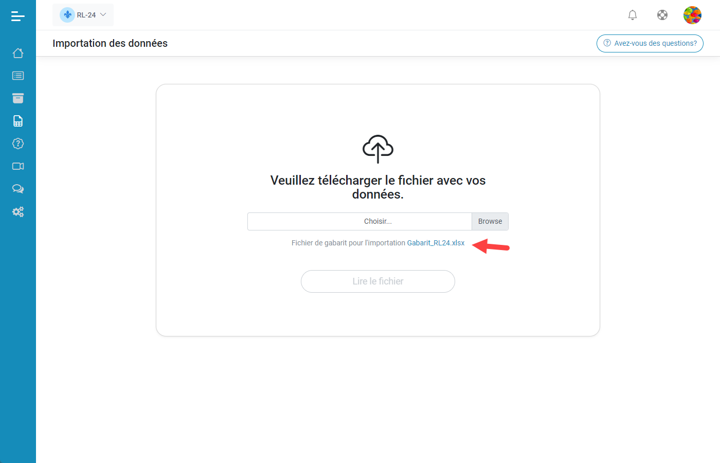 Relev 24 EN LIGNE Importation de donnes
