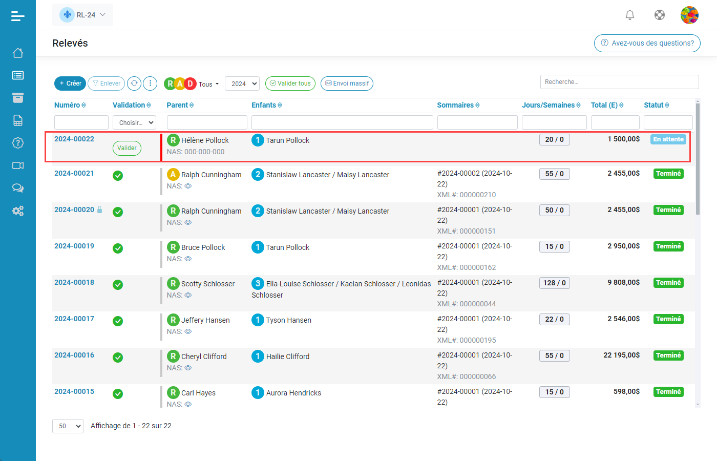 Relev 24 EN LIGNE Importation de donnes