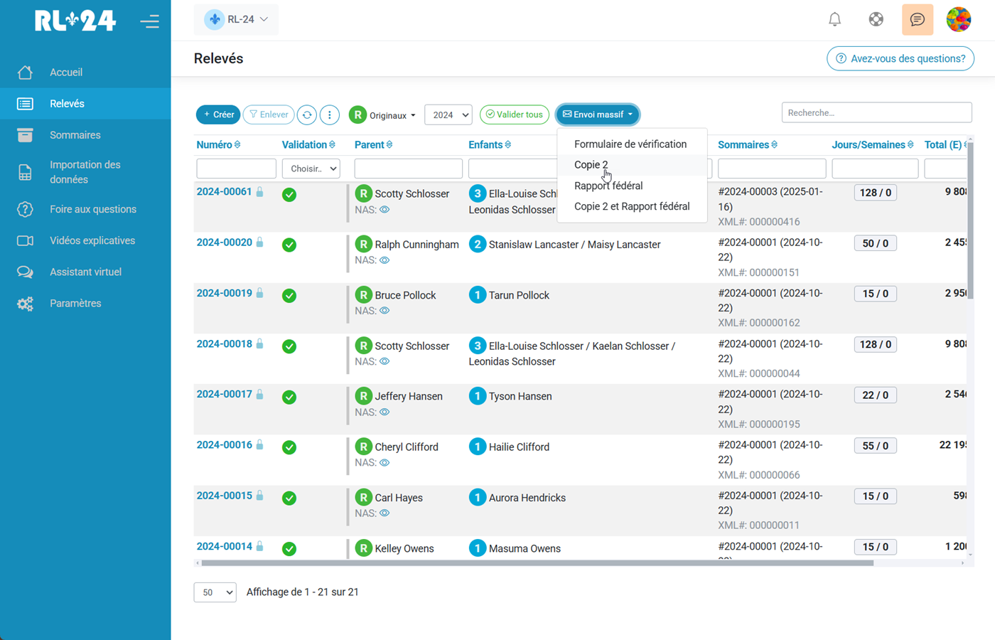 Relev 24 EN LIGNE Module denvoi des copies aux particuliers
