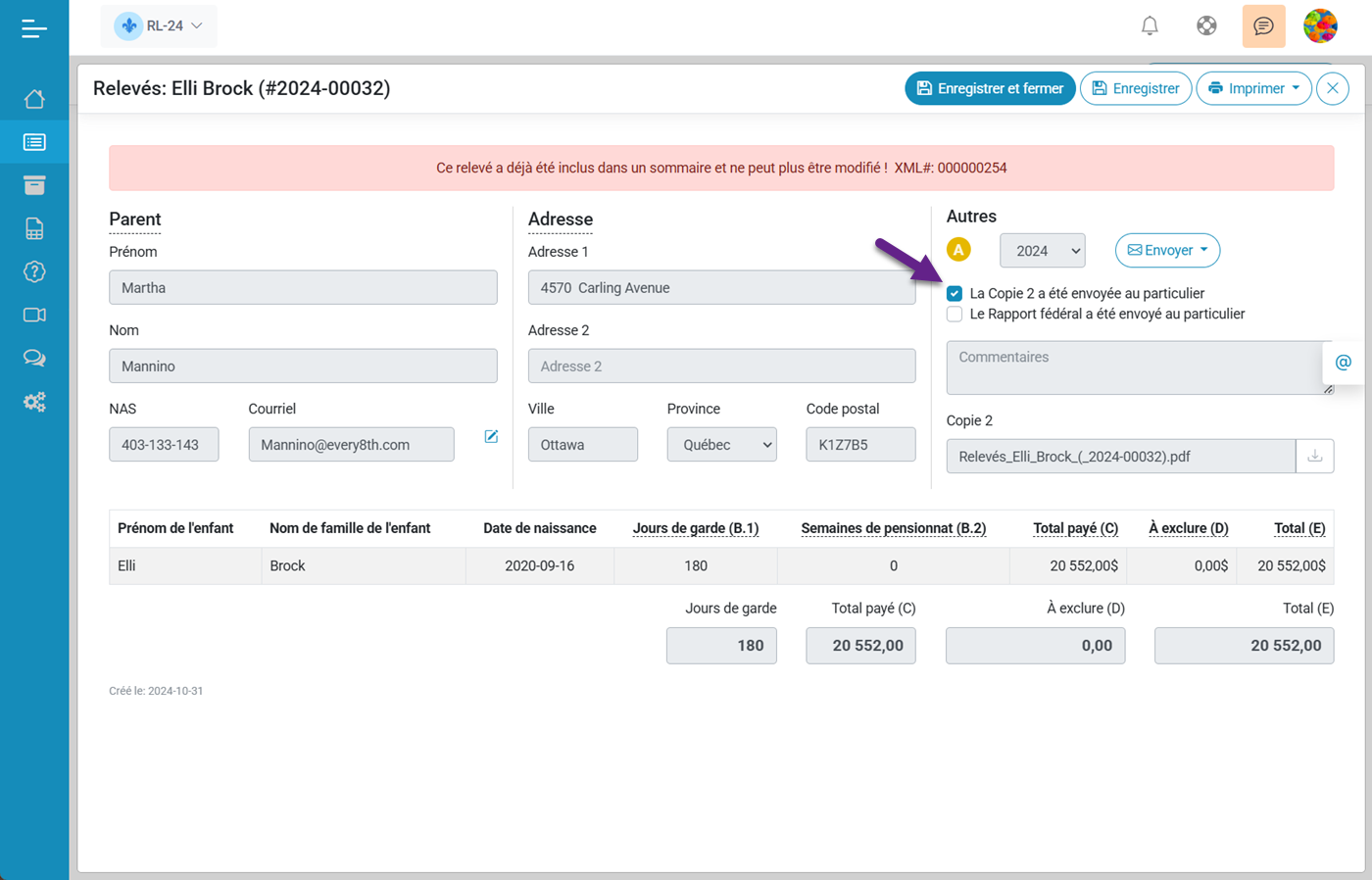 Relev 24 EN LIGNE Module denvoi des copies aux particuliers