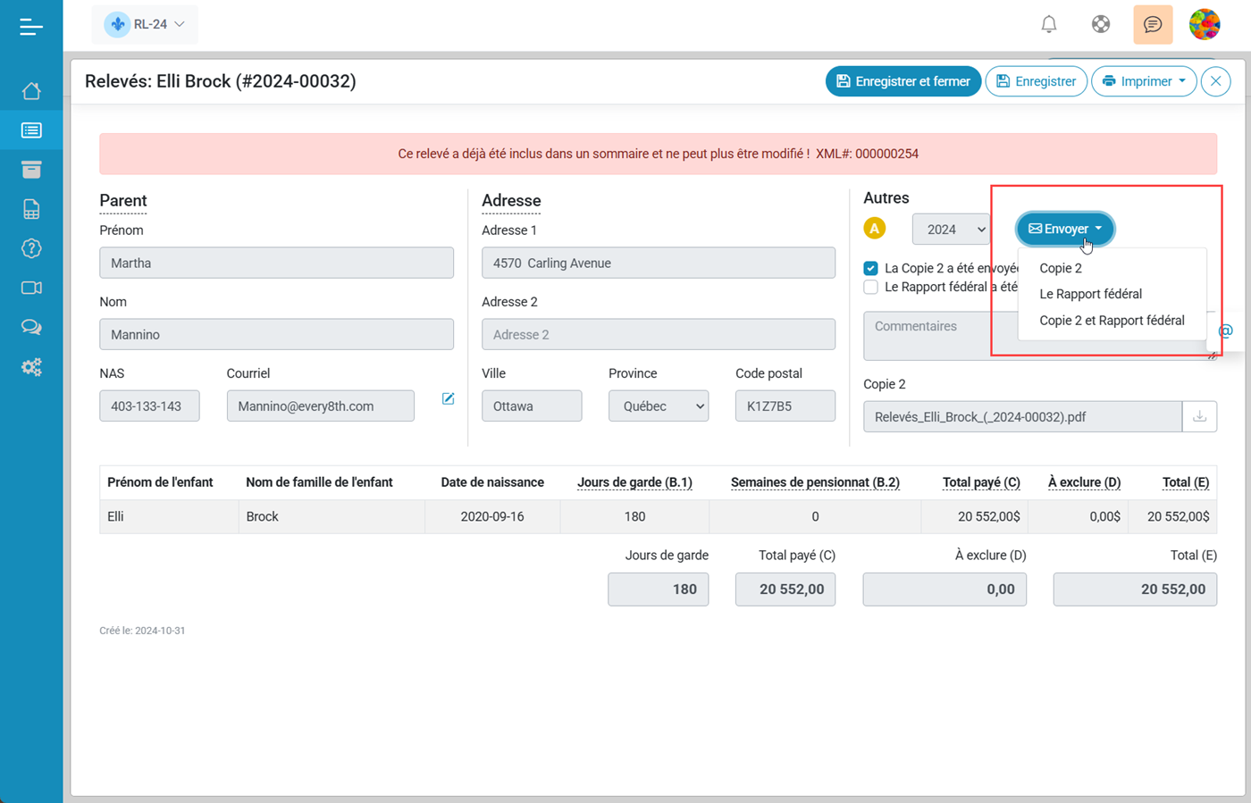 Relev 24 EN LIGNE Module denvoi des copies aux particuliers