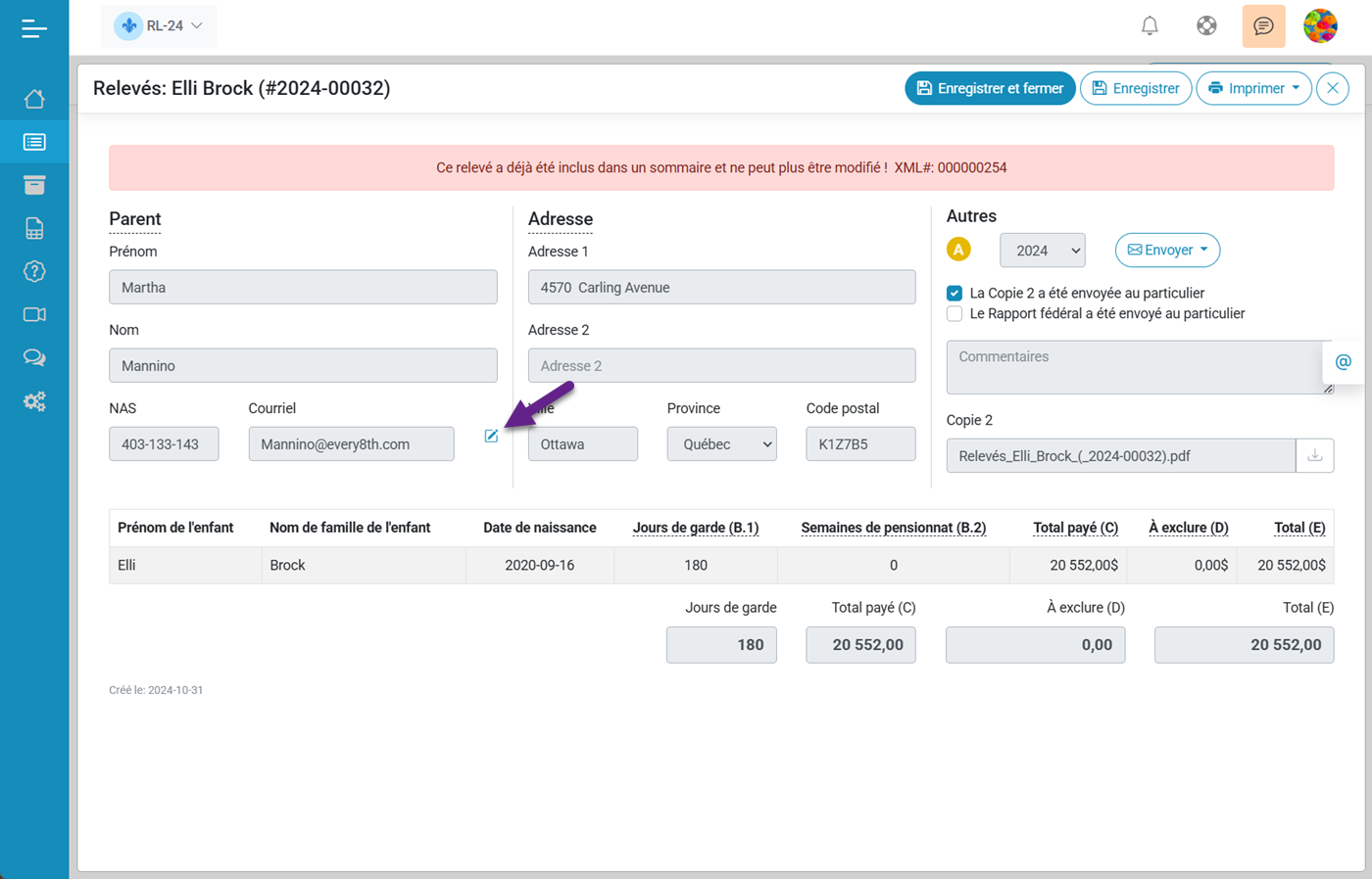 Relev 24 EN LIGNE Module denvoi des copies aux particuliers