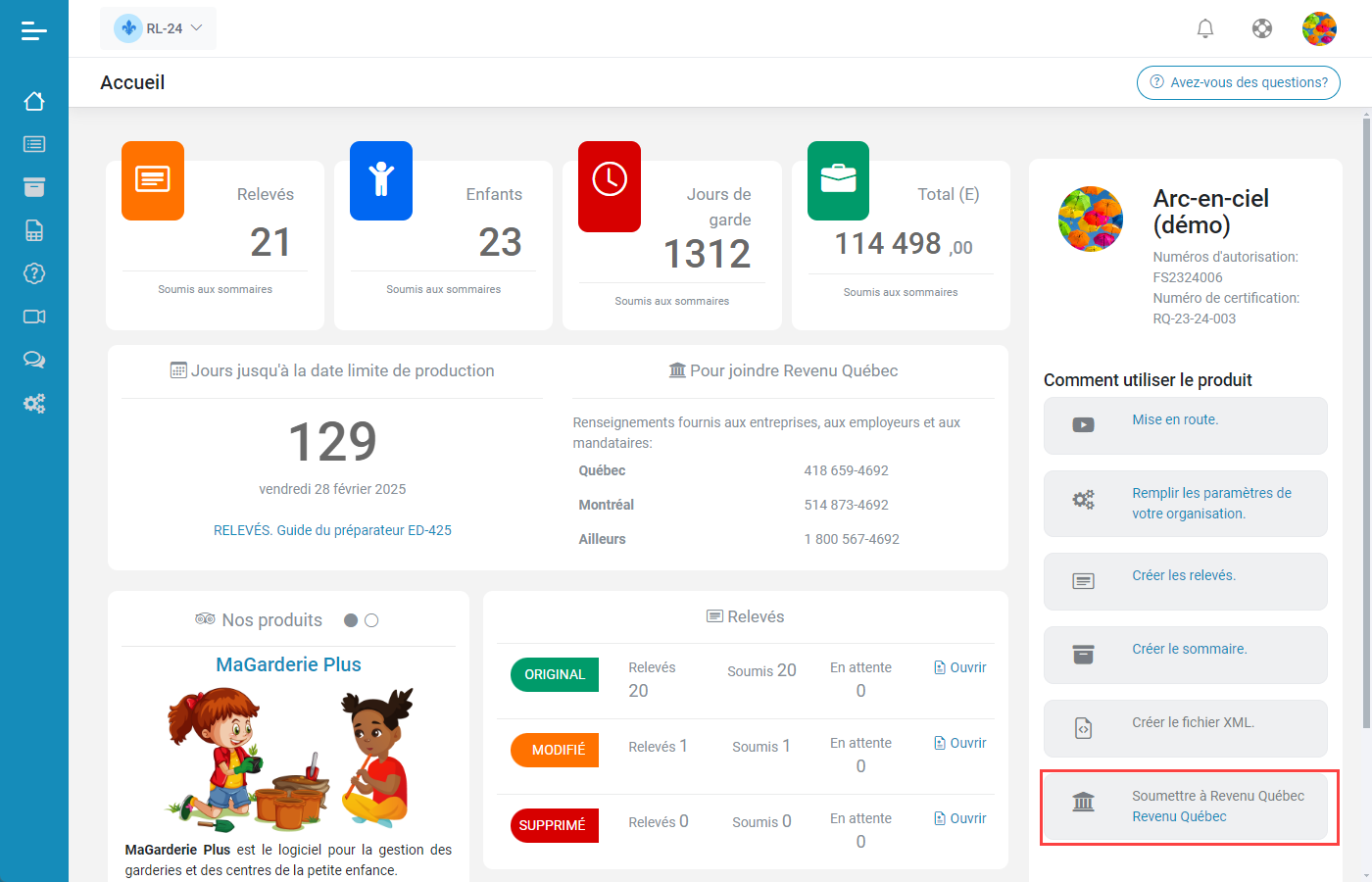 Relev 24 EN LIGNE Soumission des fichiers XML  Revenu Qubec